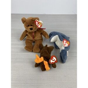 TY Beanie Babies‎ Lot Of 3 - Teddy, Waves, Chocolate (Teenie Beanie)
